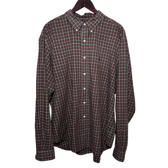 Ralph Lauren Mens Red & Green Plaid Button-Down Shirt Size XXL Long Sleeve - Picture 1 of 10